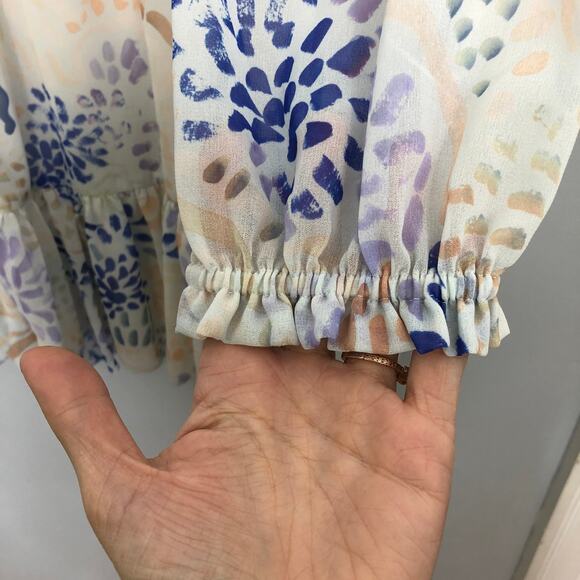 Wilfred Aritzia Tempest Mini Dress Floral Square Neck Smocked Bodice M - Picture 7 of 11